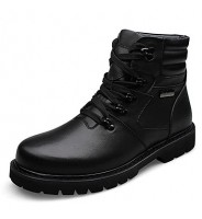 Shoes Leather Casual Boots Casual Low Heel Lace-up Black