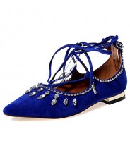 Women's Shoes Velvet Flat Heel Mary/ Pointed Toe Flats Party & Evening / Dress / Casual Black / Blue / Red