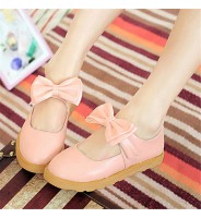 Women's Spring / Summer / Fall Round Toe Leatherette Office & Career / Casual / Dress Flat Heel Bowknot Blue / Yellow / Pink / Orange