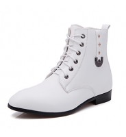 Shoes Leather / Leatherette Outdoor / Casual / Athletic Boots Outdoor / Casual / Athletic Flat Heel Rivet Black / White