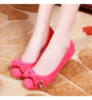 Women's Spring / Summer / Fall / Winter Ballerina Fleece Office & Career / Dress / Casual Flat Heel Bowknot Brown / Green / Red / Beige