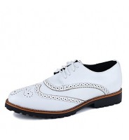 Men's Shoes Leather Casual Oxfords Casual Flat Heel Lace-up Black / Brown / White