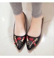 Women's Shoes Patent Leather Flat Heel Pointed Toe Flats Casual Black/White